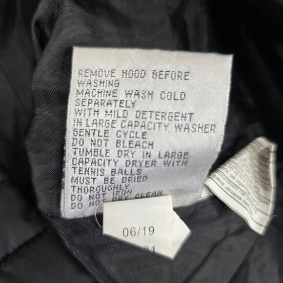 Womens Larry Levine Black Quilted Puffer Coat Full Zip & Snap Button Fur Hood M - Picture 8 of 8